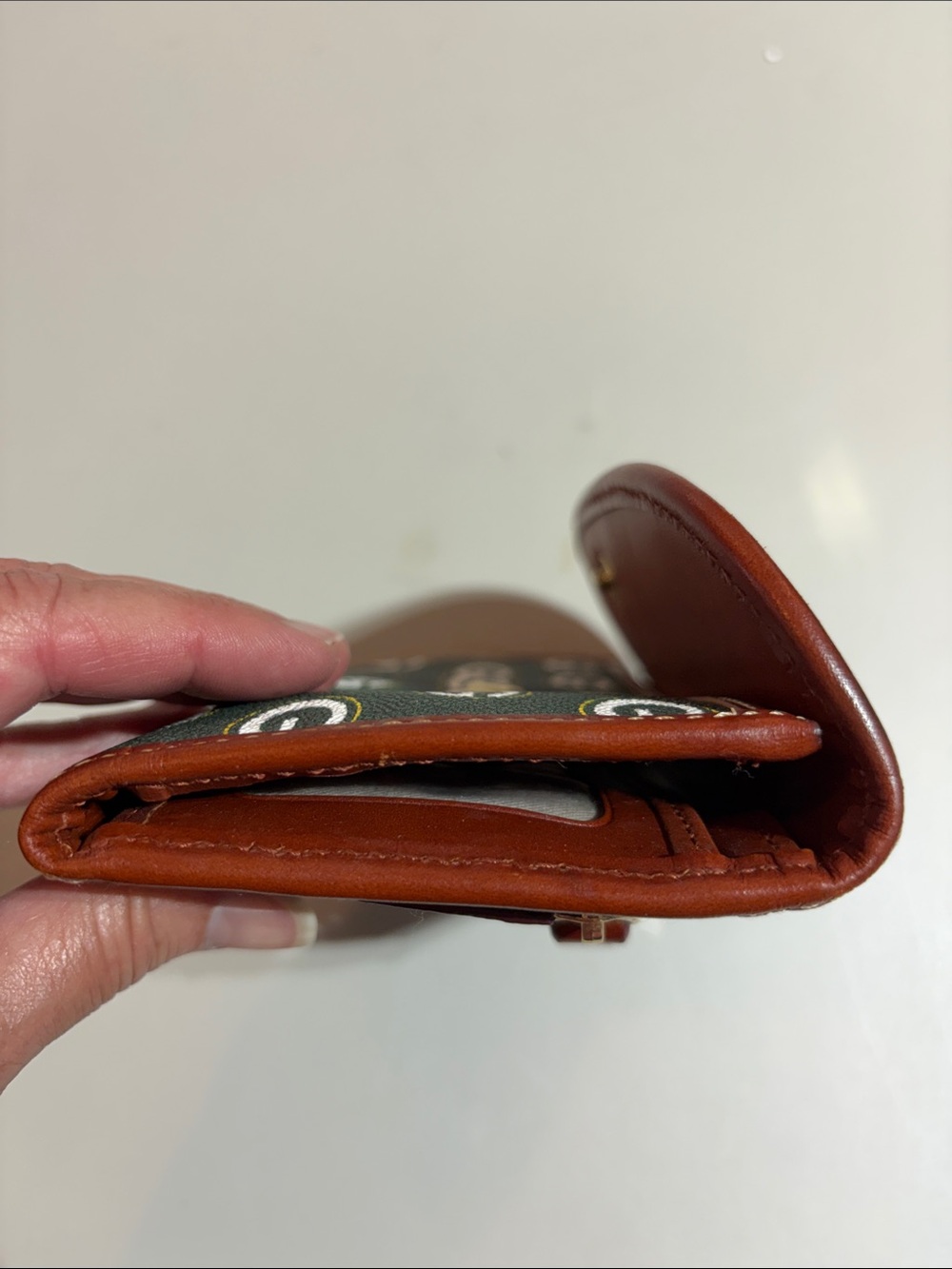 Dooney & Bourke Green and Brown Logo Continental Wallet - Picture 9 of 9